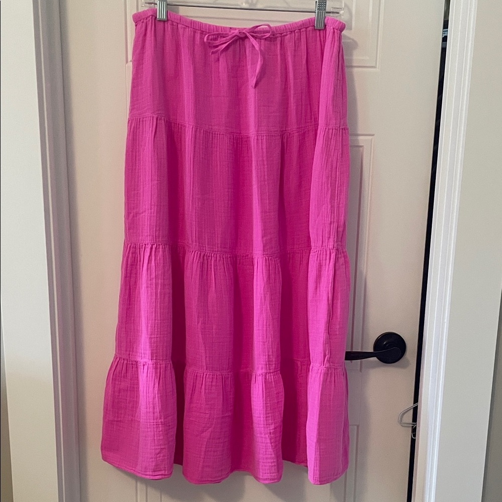 GAP Bright Pink Cotton Gauze Maxi Skirt